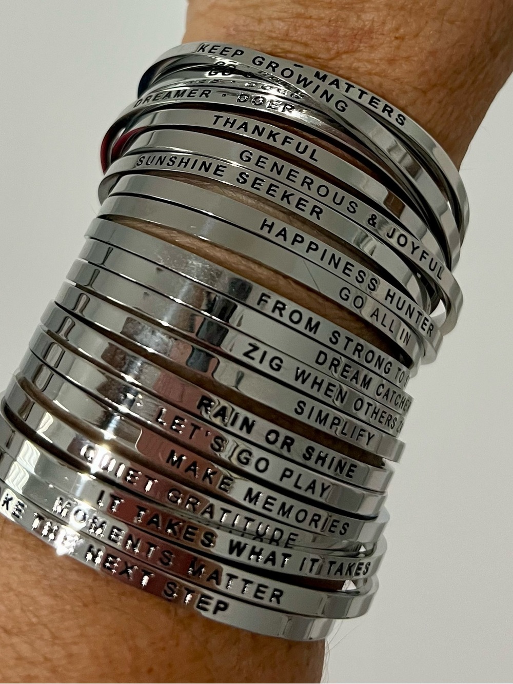 99 Walks Inspirational Bangle Bracelets - with inspirational sayings
